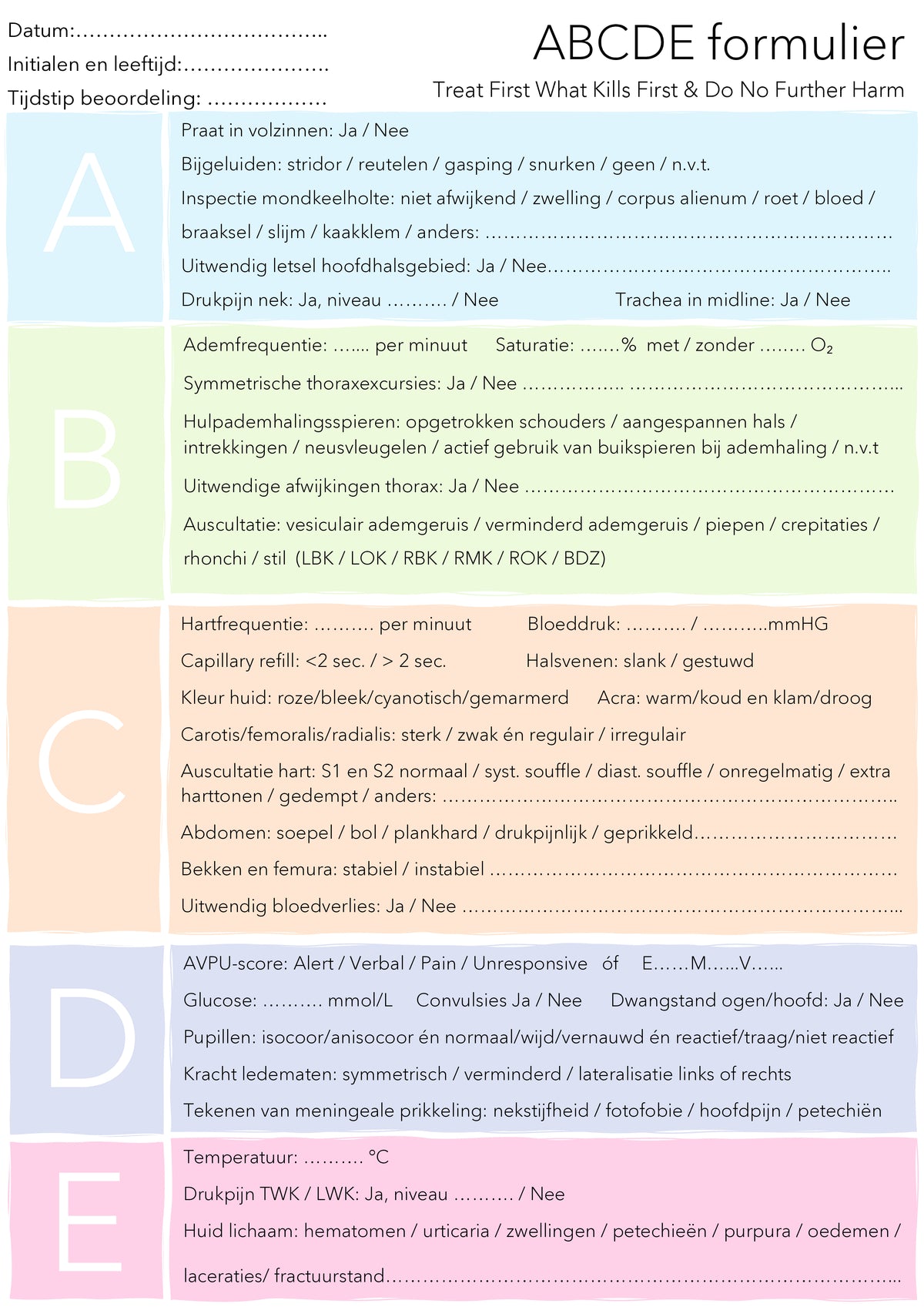 ABCDE Notitieblok voor Artsen, Co-assistenten en Verpleegkundigen A5 | MedicalNotepad