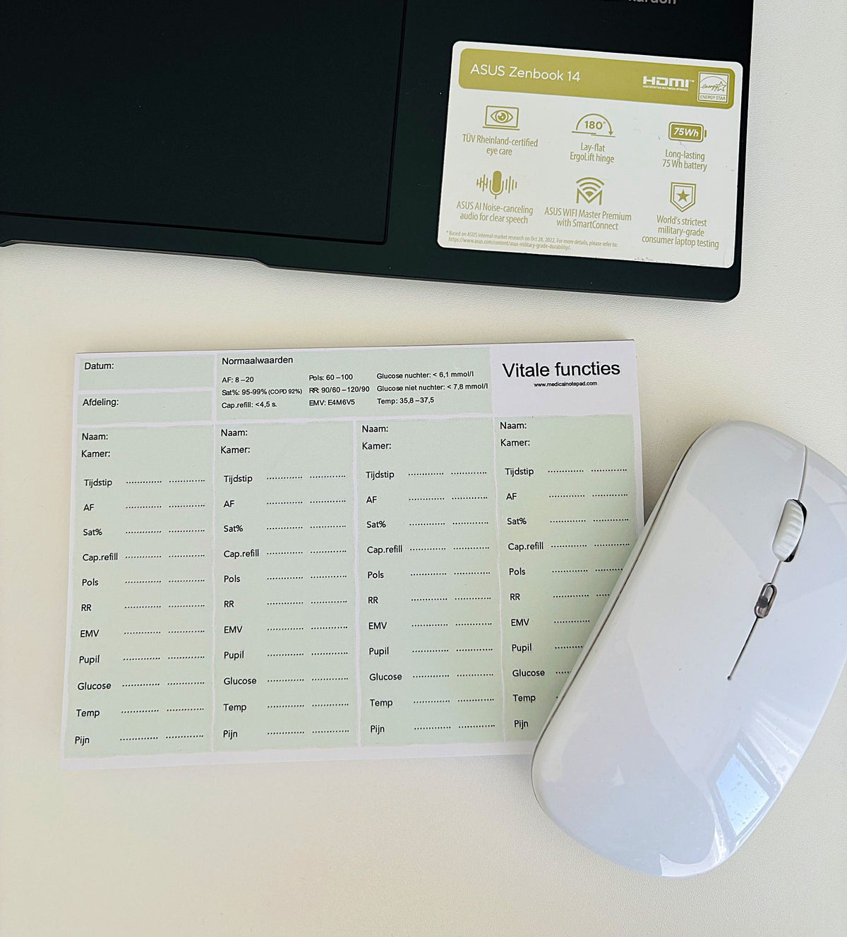 Vitale Functies Notitieblok A6 – Verpleegkundigen & Zorgprofessionals | MedicalNotepad