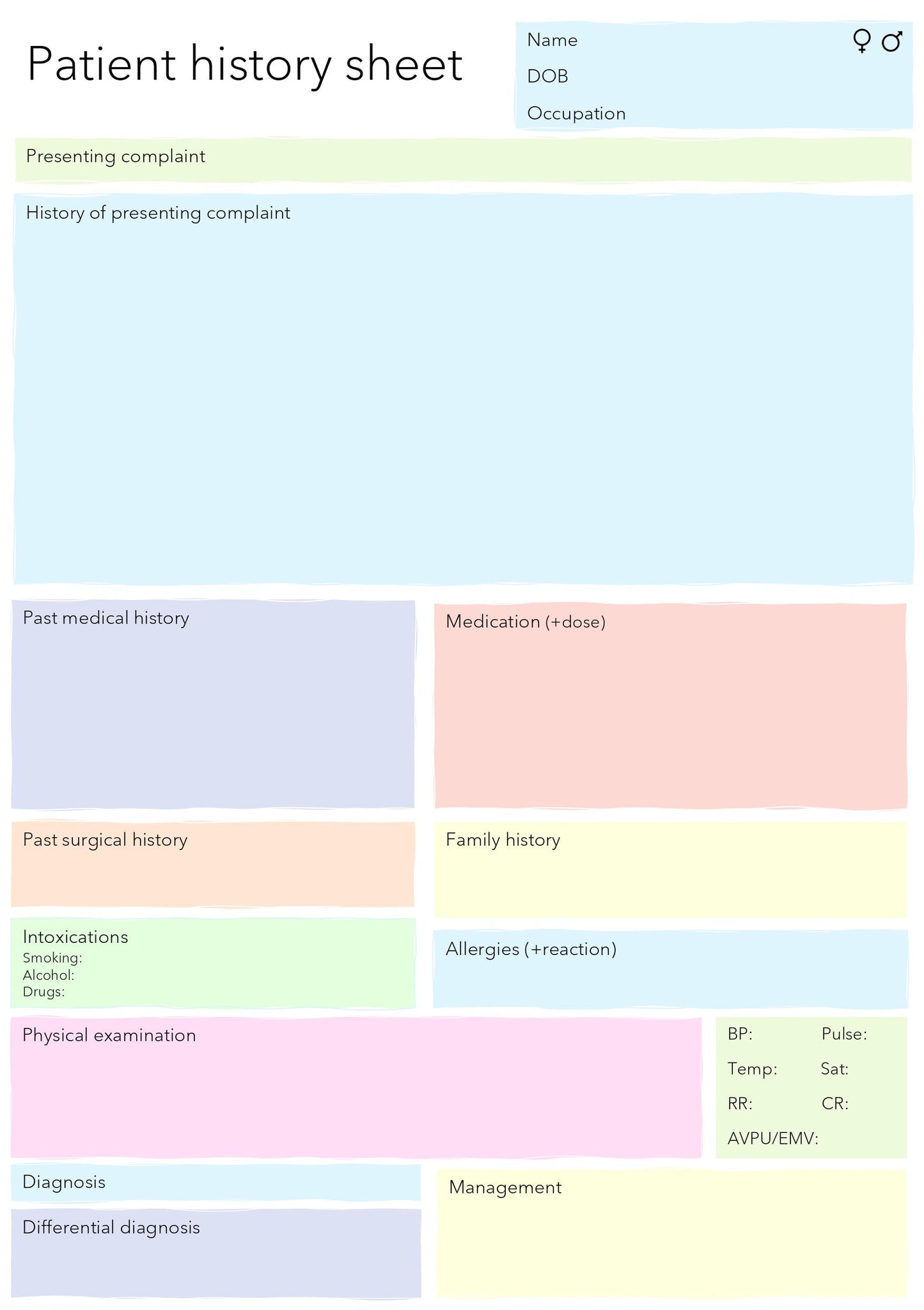 Patient History Form A5 – Free PDF Download (English)