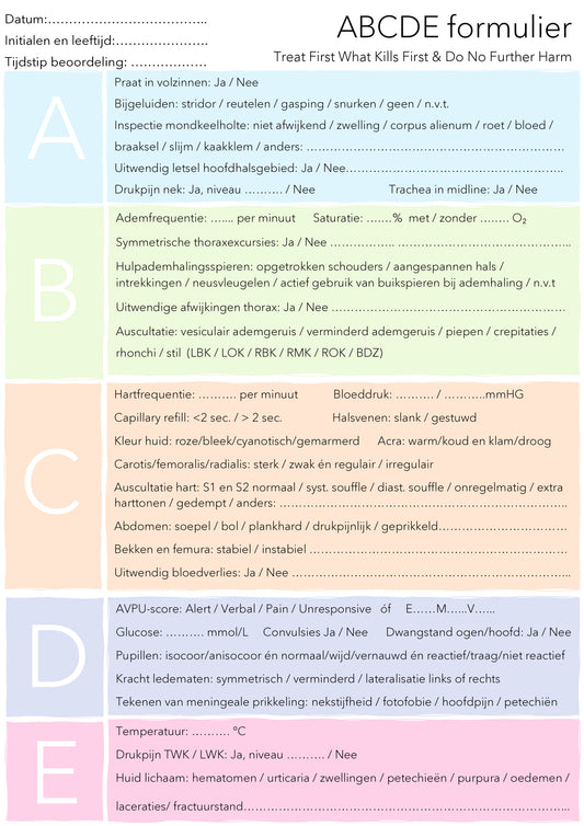 ABCDE Notitieblok voor Artsen, Co-assistenten en Verpleegkundigen A5 | MedicalNotepad