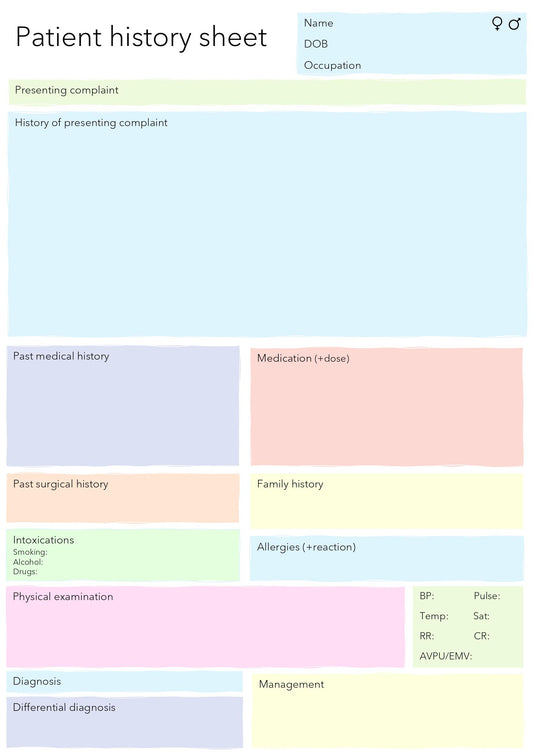 Patient History Form A5 – Free PDF Download (English)