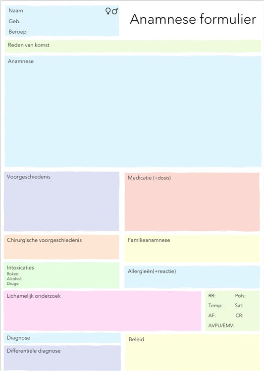 Patiënt anamnese notepad A5 (Nederlands)