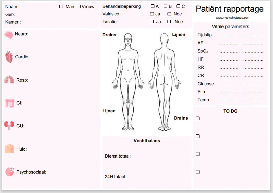 Verpleegkundig Notitieblok A6 – Rapportage & Overdracht | MedicalNotepad